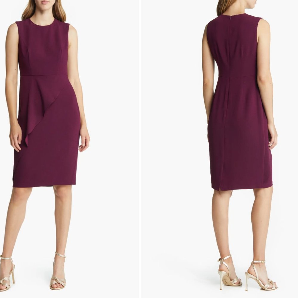 Ruffle Detail Sleeveless Sheath Dress